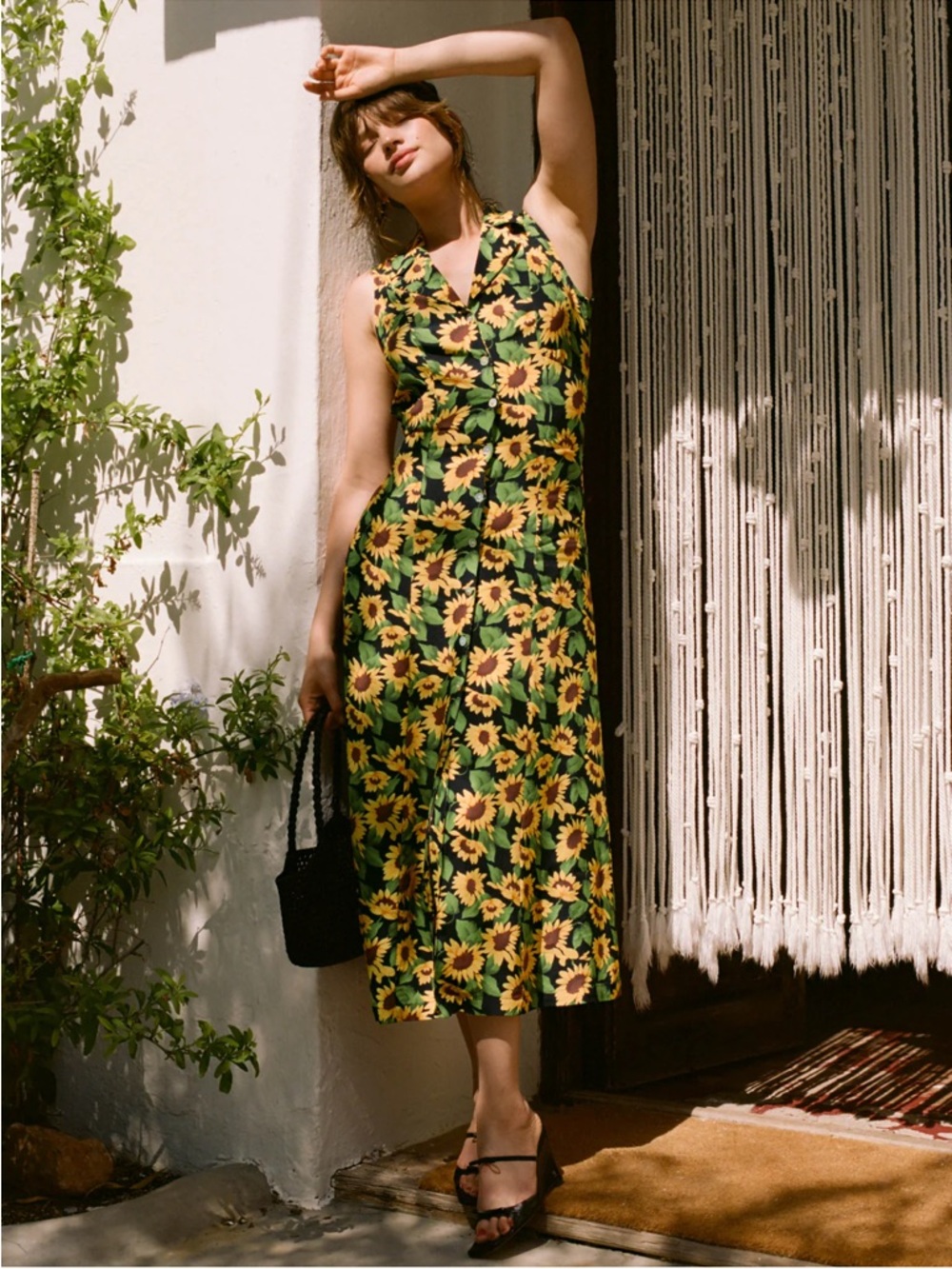 Rouje Paris Fauve Sunflower Midi Dress